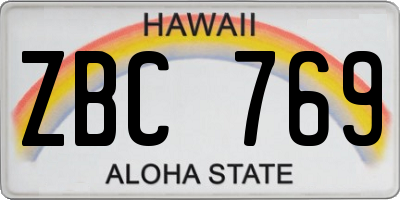 HI license plate ZBC769