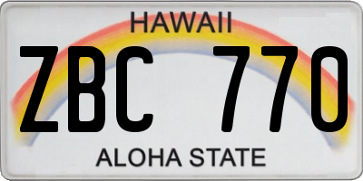 HI license plate ZBC770