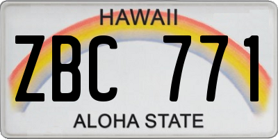 HI license plate ZBC771