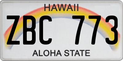 HI license plate ZBC773