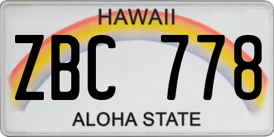 HI license plate ZBC778