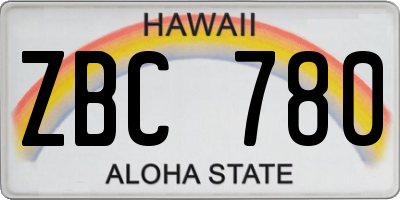 HI license plate ZBC780