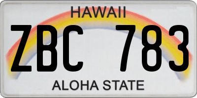 HI license plate ZBC783