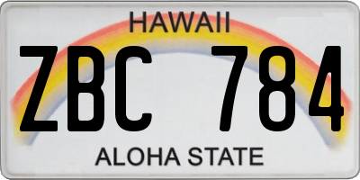 HI license plate ZBC784