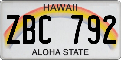HI license plate ZBC792