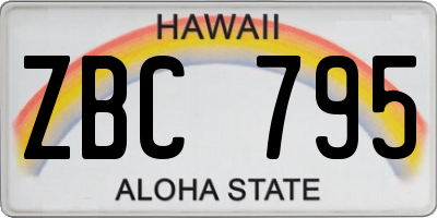 HI license plate ZBC795