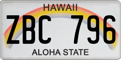 HI license plate ZBC796