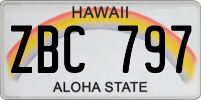 HI license plate ZBC797