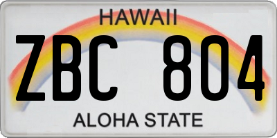 HI license plate ZBC804