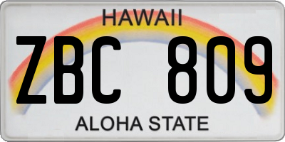 HI license plate ZBC809