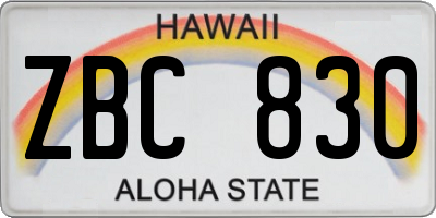 HI license plate ZBC830
