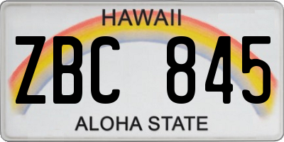 HI license plate ZBC845