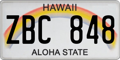 HI license plate ZBC848