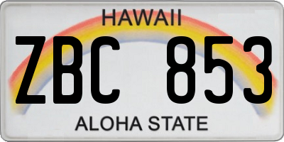 HI license plate ZBC853