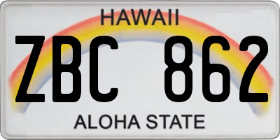 HI license plate ZBC862