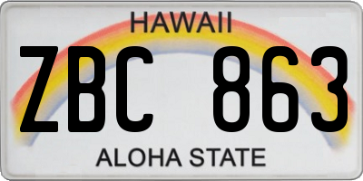 HI license plate ZBC863