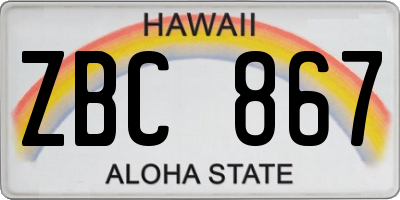 HI license plate ZBC867