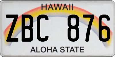 HI license plate ZBC876