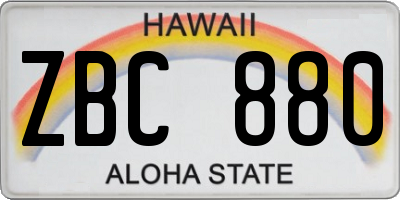 HI license plate ZBC880