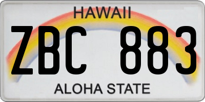HI license plate ZBC883