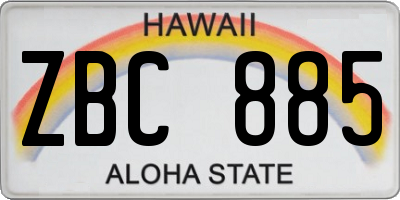 HI license plate ZBC885
