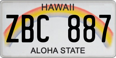 HI license plate ZBC887