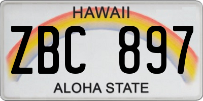 HI license plate ZBC897