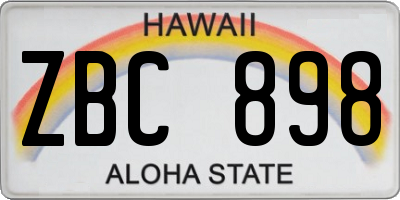 HI license plate ZBC898