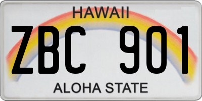 HI license plate ZBC901