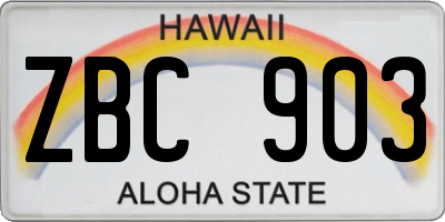 HI license plate ZBC903