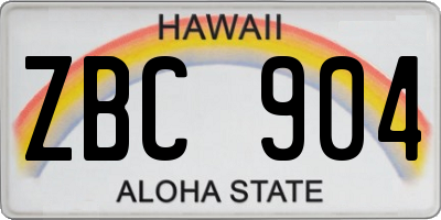 HI license plate ZBC904