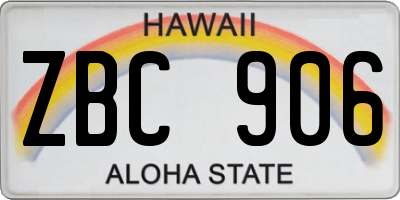 HI license plate ZBC906