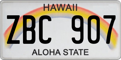 HI license plate ZBC907