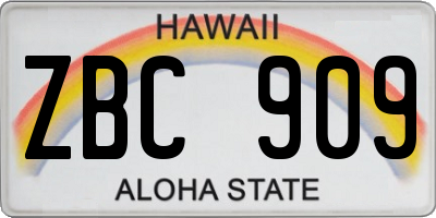 HI license plate ZBC909