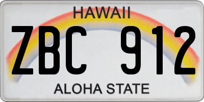 HI license plate ZBC912