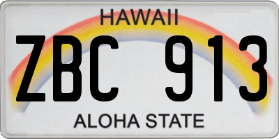 HI license plate ZBC913