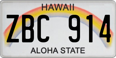 HI license plate ZBC914