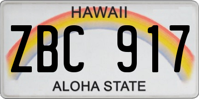 HI license plate ZBC917