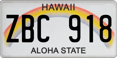 HI license plate ZBC918