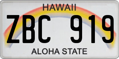 HI license plate ZBC919