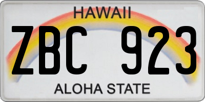 HI license plate ZBC923