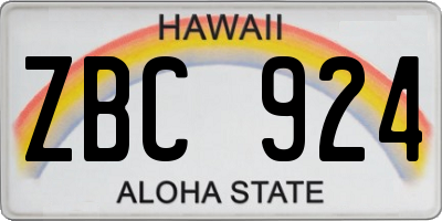 HI license plate ZBC924