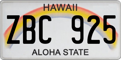 HI license plate ZBC925