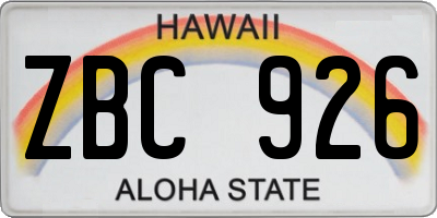 HI license plate ZBC926