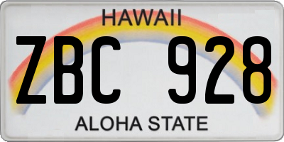 HI license plate ZBC928