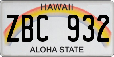 HI license plate ZBC932