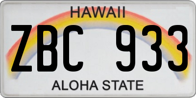 HI license plate ZBC933