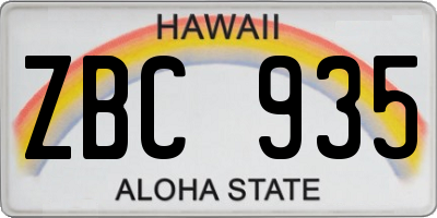 HI license plate ZBC935