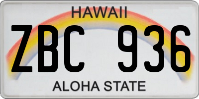 HI license plate ZBC936