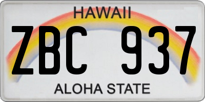 HI license plate ZBC937